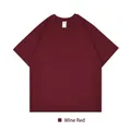 High quality 320g heavyweight pure cotton drop shoulder t-shirt in classic wine red - S / Tops / Burgundy