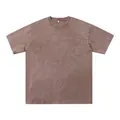 Heavyweight vintage acid wash brown oversized cotton t-shirt for men streetwear style - S / Tops / Coffee