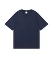 Loose fit navy blue pure cotton drop-shoulder short-sleeved T-shirt in 260G weight - S / Tops / Navy Blue