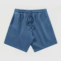 Short en coton délavé bleu tendance avec taille élastique et cordon bleu pour l'été - S / Bottoms / Bleu Denim Tie-Dye