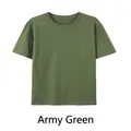 Comfortable men's 100% cotton crew neck short-sleeve T-shirt in army green color - S / Tops / Army Green