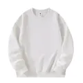 Plain white 320g loose-fit crewneck sweatshirt for men and women, premium quality cotton blend - S / Tops / Crewneck Style / White