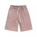 Vintage washed mauve heavy cotton men's drawstring shorts with a retro distressed finish - S / Bottoms / Coffee