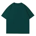 Classic 230g heavy cotton loose fit t-shirt in dark green with drop shoulder - S / Tops / Dark Green