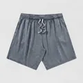 Vintage gewassen katoenen korte broek voor heren met een distressed acid wash finish. - S / Bottoms / Gewassen Grijs