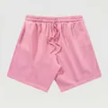 Short de survêtement confortable en coton rose avec taille élastique à cordon de serrage - S / Bottoms / Rose Clair Tie-Dye