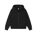 Sudadera negra unisex de forro polar con cremallera y capucha para un estilo casual diario - S / Tops / Negro