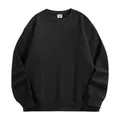 Sweat-shirt à col rond noir épais minimaliste avec doublure en polaire chaude - S / Hauts / Noir