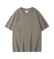 Heavyweight 320g pure cotton dropped shoulder t-shirt in premium stone grey finish - S / Tops / Khaki