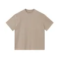 Heavyweight vintage washed cotton t-shirt in loose fit khaki with white contrast stitching - S / Tops / Distressed Khaki