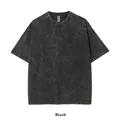 Vintage heavyweight acid wash black 100% cotton crewneck t-shirt with oversized fit - S / Tops / Distressed Black