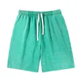 Men's vintage washed heavy cotton casual shorts in refreshing mint green aesthetic - S / Bottoms / Grass Green