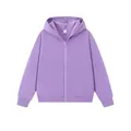 Sudadera con capucha y cremallera de forro polar morada unisex con puños de canalé para otoño - S / Tops / Púrpura