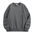 Sweat-shirt en polaire gris foncé épais à col rond pour homme, coupe décontractée - S / Haut (Col Rond) / Gris Anthracite