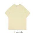 Beige heavyweight premium cotton drop-shoulder short-sleeved T-shirt for casual wear - S / Tops / Beige