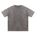 Vintage acid wash heavy cotton oversized t-shirt in grey, loose fit streetwear style. - S / Tops / Gray
