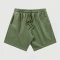 Short décontracté unisexe en coton vert olive avec cordon de serrage ajustable - S / Bottoms / Vert Militaire Tie-Dye