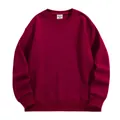 Sweat-shirt lourd 500G en polaire à col rond de couleur bordeaux, style rétro américain - S / Haut (Col Rond) / Bordeaux