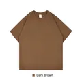 Premium 320G heavyweight pure cotton dropped shoulder t-shirt in dark coffee hue - S / Tops / Dark Coffee