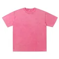 Vintage acid washed heavy cotton t-shirt in bright pink color - S / Tops / Rose Red