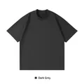 Dark gray heavy cotton drop shoulder unisex short sleeve T-shirt with small round neckline - S / Tops / Dark Gray