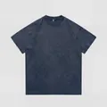 Premium 240g heavy cotton T-shirt with vintage acid wash finish in dark charcoal grey - S / Tops / Washed Navy Blue