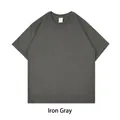 High-quality heavyweight 100% cotton drop shoulder short sleeve T-shirt in iron gray color - S / Tops / Iron Grey