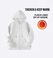 Grey fleece-lined zip-up hoodie, thickened for autumn and winter warmth - S / Tops / Mixed Grey