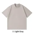 Unisex pure cotton drop shoulder short sleeve t-shirt in light grey - S / Tops / Light Gray