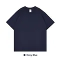 Oversized premium heavyweight cotton drop-shoulder t-shirt in classic navy blue - S / Tops / Navy Blue