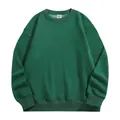 Heavyweight dark green crewneck sweatshirt with ribbed cuffs and hem in a minimalist style. - S / Tops / Olive Green