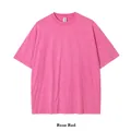 Premium heavyweight cotton T-shirt with vintage snow wash finish in vibrant rose red - S / Tops / Acid Wash Rose Red