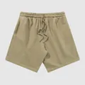 Short de survêtement d'été en coton de qualité pour hommes, kaki vintage avec cordon. - S / Bottoms / Kaki Tie-Dye