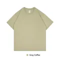 Minimalist 320g heavyweight pure cotton dropped shoulder t-shirt in grey khaki finish. - S / Tops / Grey Coffee