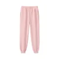 Pantalones de chándal de felpa rosa claro con cintura elástica para un estilo casual diario - S / Bottoms / Rosa loto