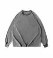 Vintage oversized acid washed grey long sleeve t-shirt with drop shoulder for men - M / Tops / Distressed Gray