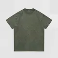 Premium vintage washed distressed heavy cotton short sleeve T-shirt in olive green - S / Tops / Washed Army Green