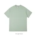 T-shirt in puro cotone pesante con spalle calate in verde chiaro e girocollo - S / Tops / Verde Chiaro