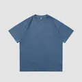 Μινιμαλιστικό vintage πλυμένο μπλε oversized βαμβακερό μπλουζάκι με χαλαρή εφαρμογή ώμων. - S / Tops / Μπλε Τζιν