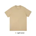 Premium 230G pure cotton dropped shoulder short sleeve T-shirt in light camel colorway - S / Tops / Light Camel