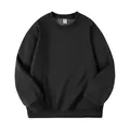 Unisex 420G heavyweight fleece sweatshirt in solid black color - S / Top (Round Neck Style) / Black