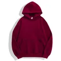 Deep maroon heavyweight oversized hoodie with fleece lining and kangaroo pocket - XS / Tops / Burgundy