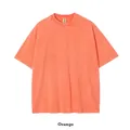 Heavyweight 250G snow-wash distressed retro cotton T-shirt in Orange color - S / Tops / Distressed Orange