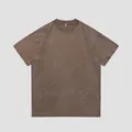 Premium heavyweight 240g vintage washed cotton T-shirt in distressed brown finish - S / Tops / Washed Brown