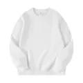 Solid white 420G heavy fleece crewneck sweatshirt with dropped shoulders - S / Tops / White
