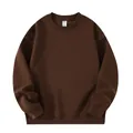Solid brown oversized crewneck sweatshirt with 320G heavy fabric for men and women - S / Tops / Crewneck Style / Coffee