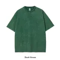 Heavyweight 250g vintage snow wash pure cotton crew neck T-shirt in dark green - S / Tops / Distressed Dark Green