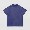 Premium 240g heavy cotton T-shirt with vintage acid-wash finish in a purple hue - S / Tops / Washed Royal Blue