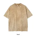 Vintage heavyweight 250G cotton T-shirt with premium acid wash effect in sand color - S / Tops / Distressed Sand