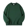 Warm dark green oversized fleece sweatshirt with ribbed cuffs and crew neckline - S / Tops / Dark Green